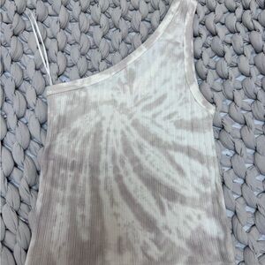 AE One-Shoulder Ribbed Tank Top in Light Beige